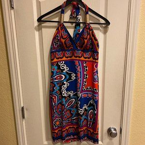 Cache Multi Colored with Gold Cocktail Dress